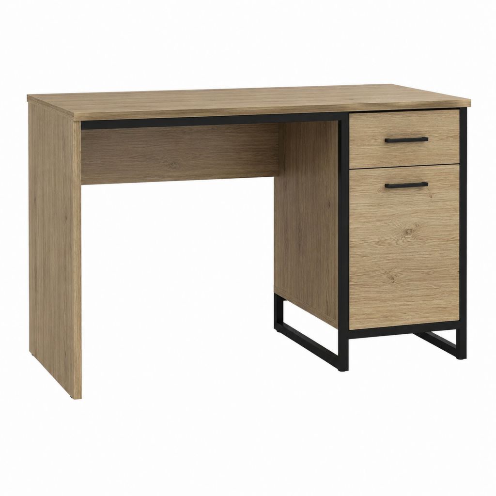 Schreibtisch mit 2 Schubladen Eichefarben Spanplatte Stahl rechteckig 100 x 50 x 75 cm