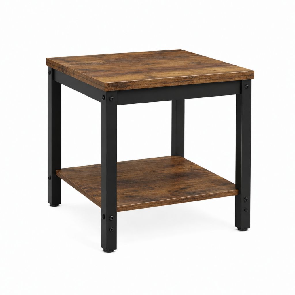 Couchtisch quadratisch Braun Schwarz Spanplatte Stahl 55 x 55 x 55 cm