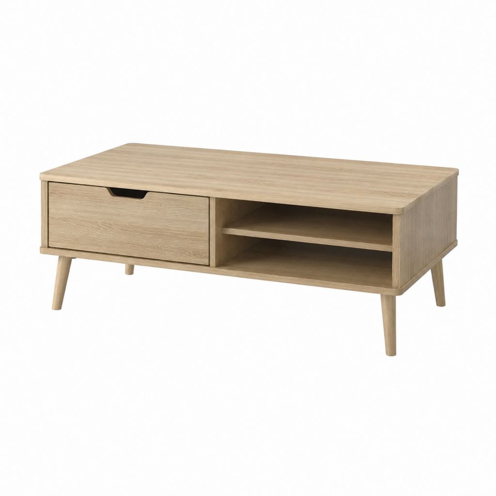 Couchtisch mit Schublade und offenem Fach Natur Eiche rechteckig 100 x 50 x 45 cm