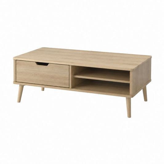 Couchtisch mit Schublade und offenem Fach Natur Eiche rechteckig 100 x 50 x 45 cm