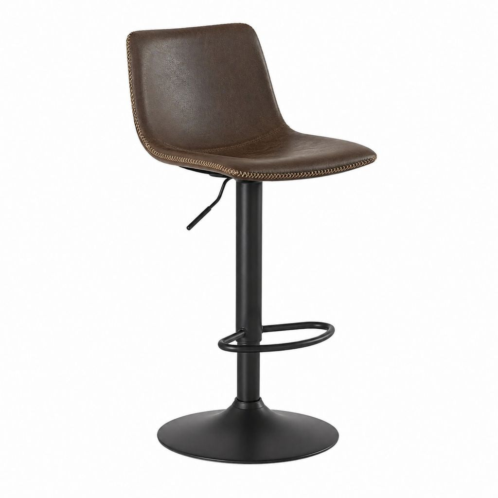 Barhocker Braun mit PU-Kunstlederbezug Stahlgestell und Höhenverstellung 50 x 53 x 91-112 cm