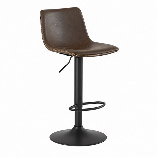 Barhocker Braun mit PU-Kunstlederbezug Stahlgestell und Höhenverstellung 50 x 53 x 91-112 cm