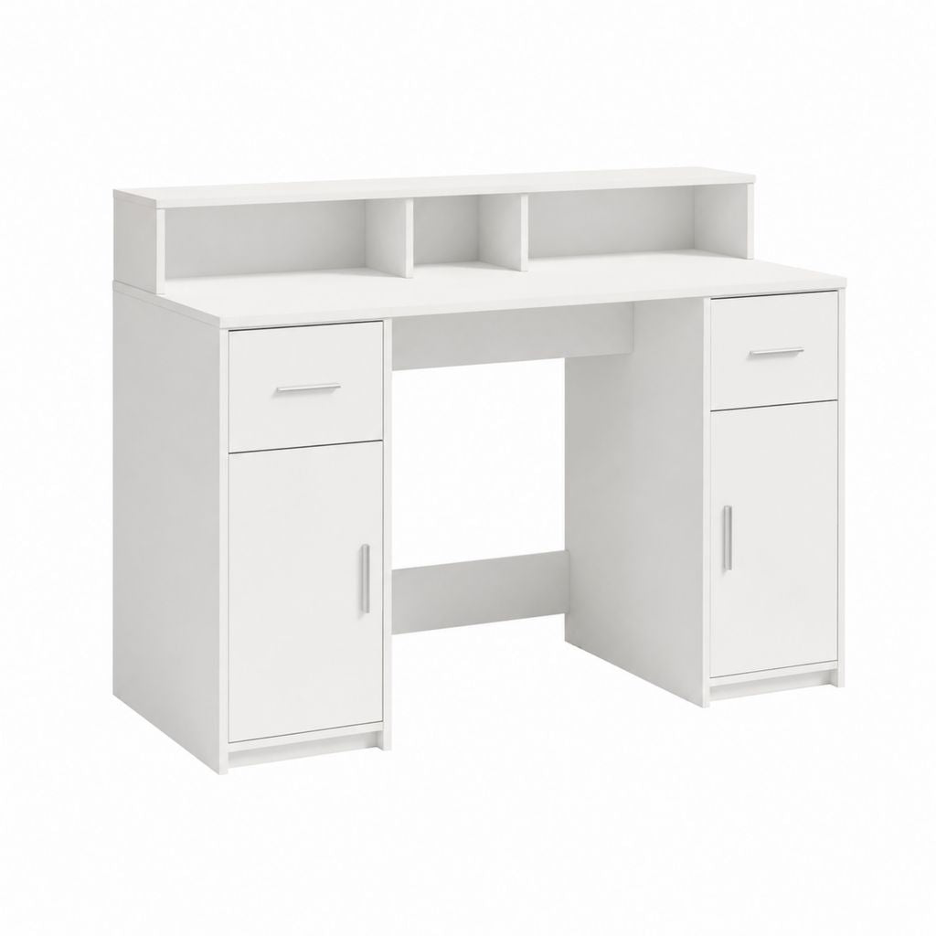 Schreibtisch Weiß aus Spanplatte mit Stauraum 120 x 60 x 100 cm