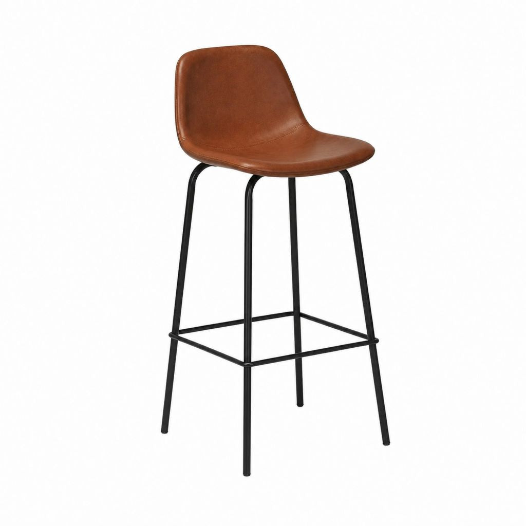 Barhocker Braun mit PU-Kunstlederbezug und Stahlgestell 44 x 50 x 100 cm