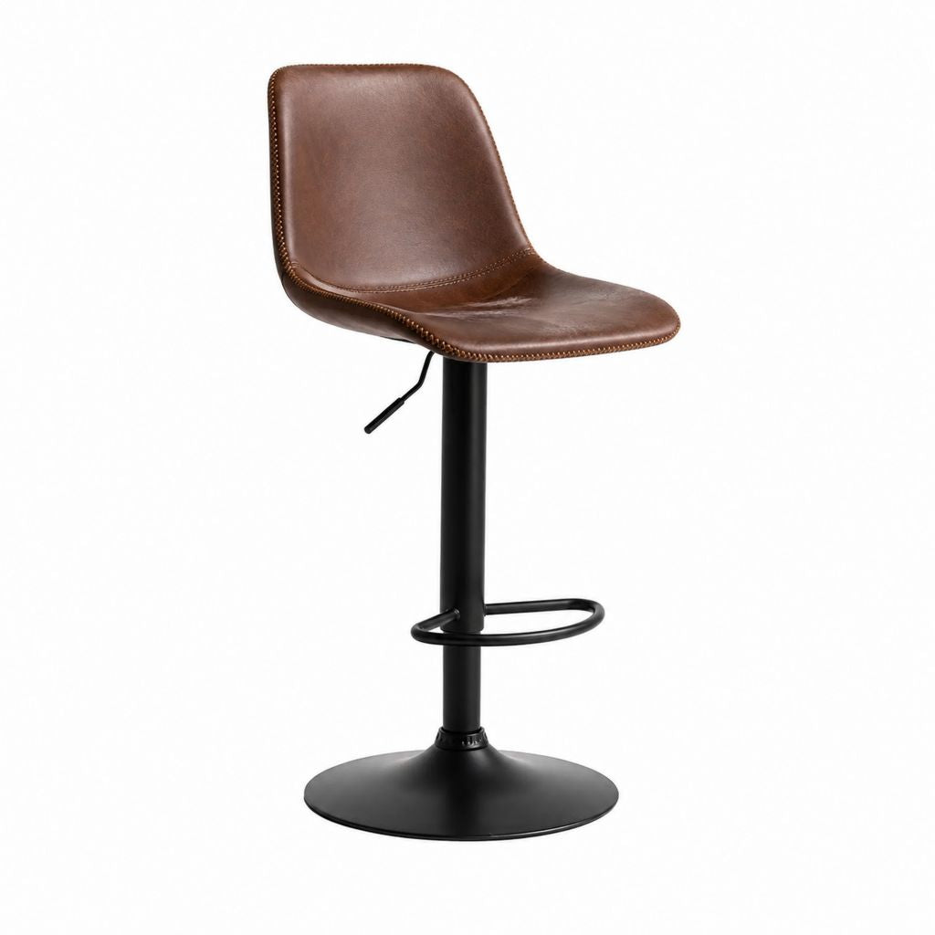 Barhocker Braun mit PU-Bezug Stahlgestell höhenverstellbar 88-109 cm
