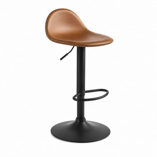 Barhocker mit Höhenverstellung Braun PU-Kunstleder Stahlgestell 50 x 52 x 86–107 cm
