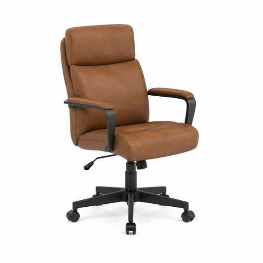 Drehbarer Bürostuhl Cognac PU-Kunstleder mit Armlehnen und Rollen 64 x 65 x 110-120 cm