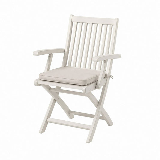 Klappbarer Gartenstuhl Weiß aus massivem Akazienholz mit Polyester-Sitzkissen 56 x 68 x 110 cm
