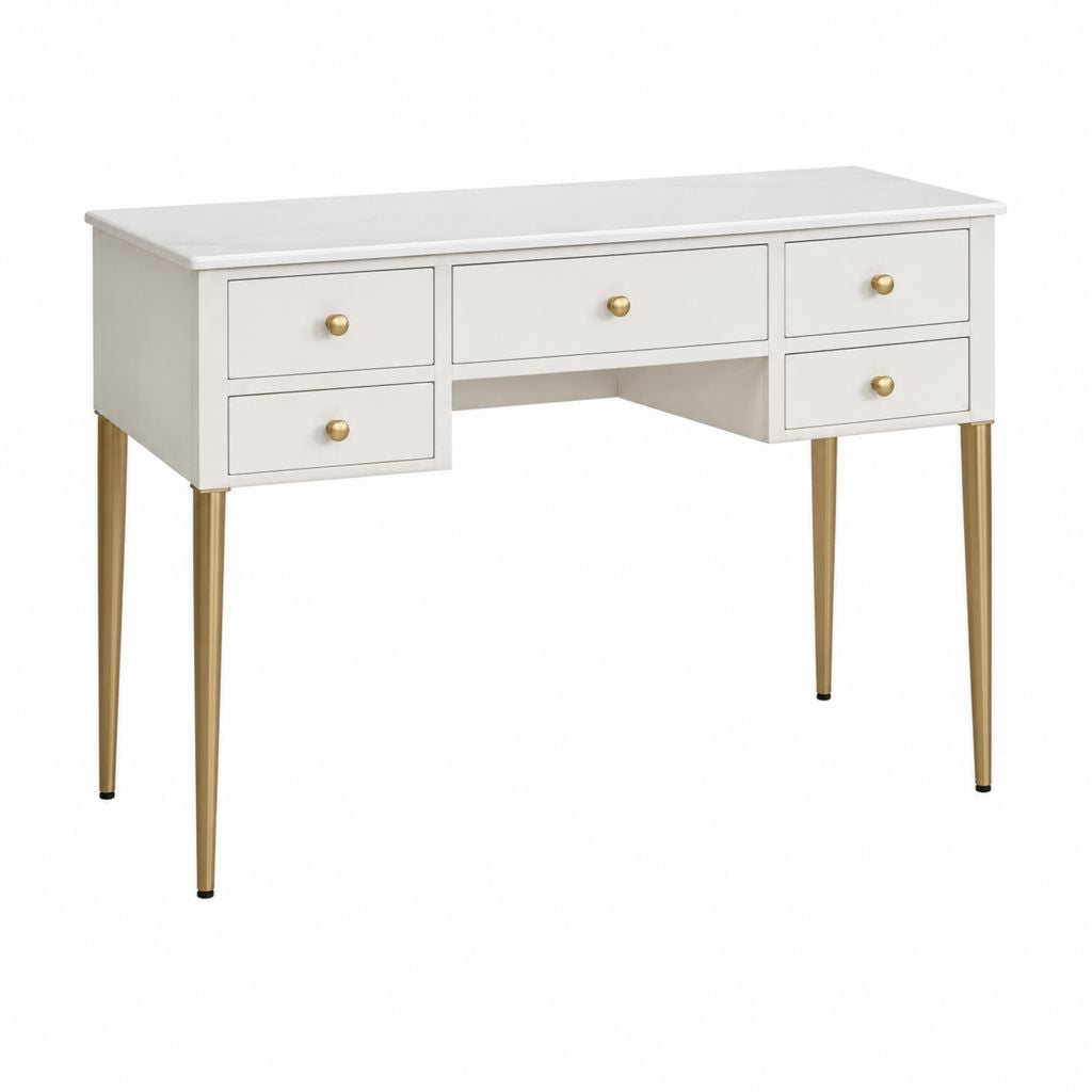 Schreibtisch mit 5 Schubladen Weiß MDF Rechteckig 120 x 60 x 76 cm