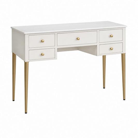 Schreibtisch mit 5 Schubladen Weiß MDF Rechteckig 120 x 60 x 76 cm